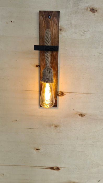 Opviq Aplique de Pared de Pino Macizo Nogal